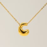 Colore oro / 1 pezzo semplice serie giornaliera lettera C titanio acciaio placcato Colore oro  unisex ciondolo collane Immagine3